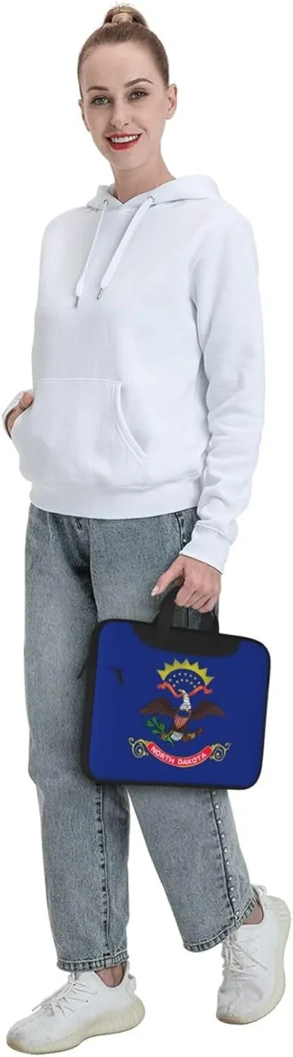 North Dakota State Flag Print Laptop Adjustable Shoulder Strap With Handle Accessory Pocket For Men Women