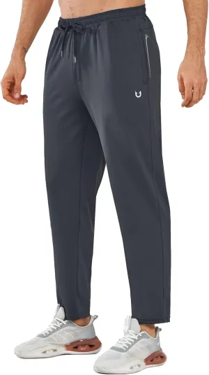 NORTHYARD Men’s Athletic Track Pants Sweatpants with Zipper Pockets Workout Gym Jogger Pants Open Bottom