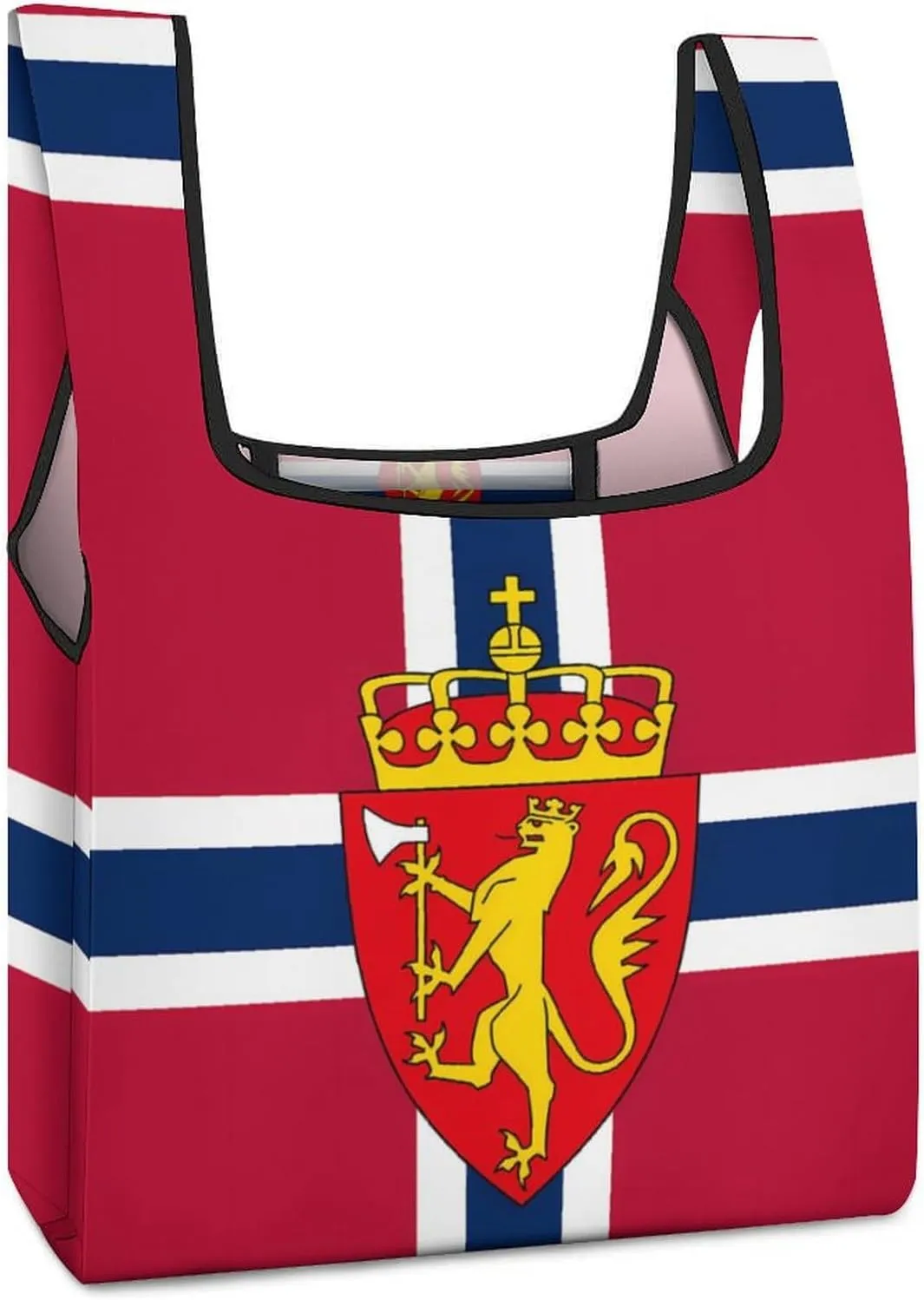 Norway Coat of Arms Flag Novelty Reusable Grocery Bag Fold-able Shopping Bags Washable Tote Lightweight Storage Pouch with Handle