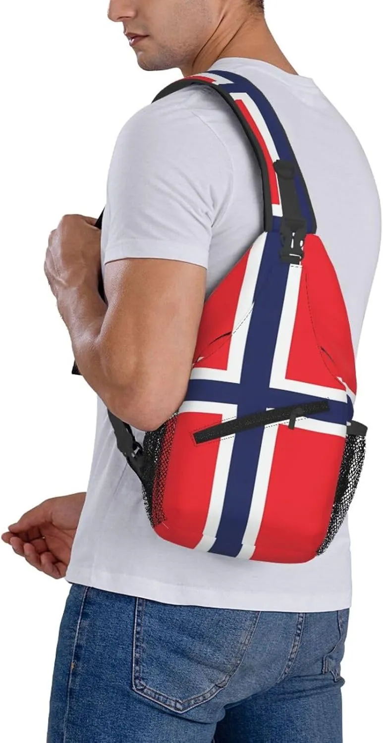 Norway Norwegian Flag Chest Sling Bag Crossbody Shoulder Backpack Bag Gym Cycling Daypack Travel Hiking Cross Bag