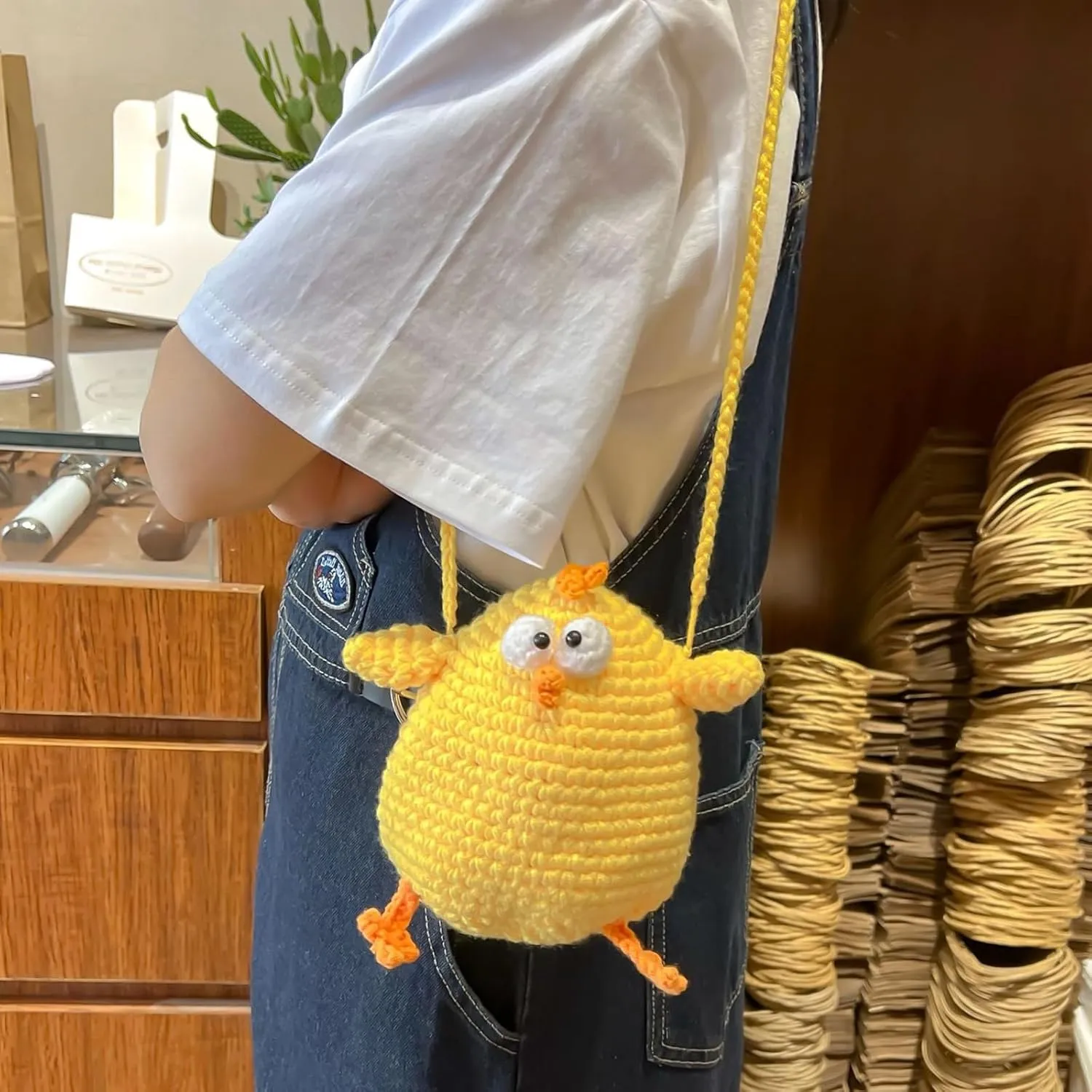 Novelty Hand-Crochet Crossbody Bag, Mini Cute Kawaii Knitted Shoulder Bag, Handwoven Crochet Handbags