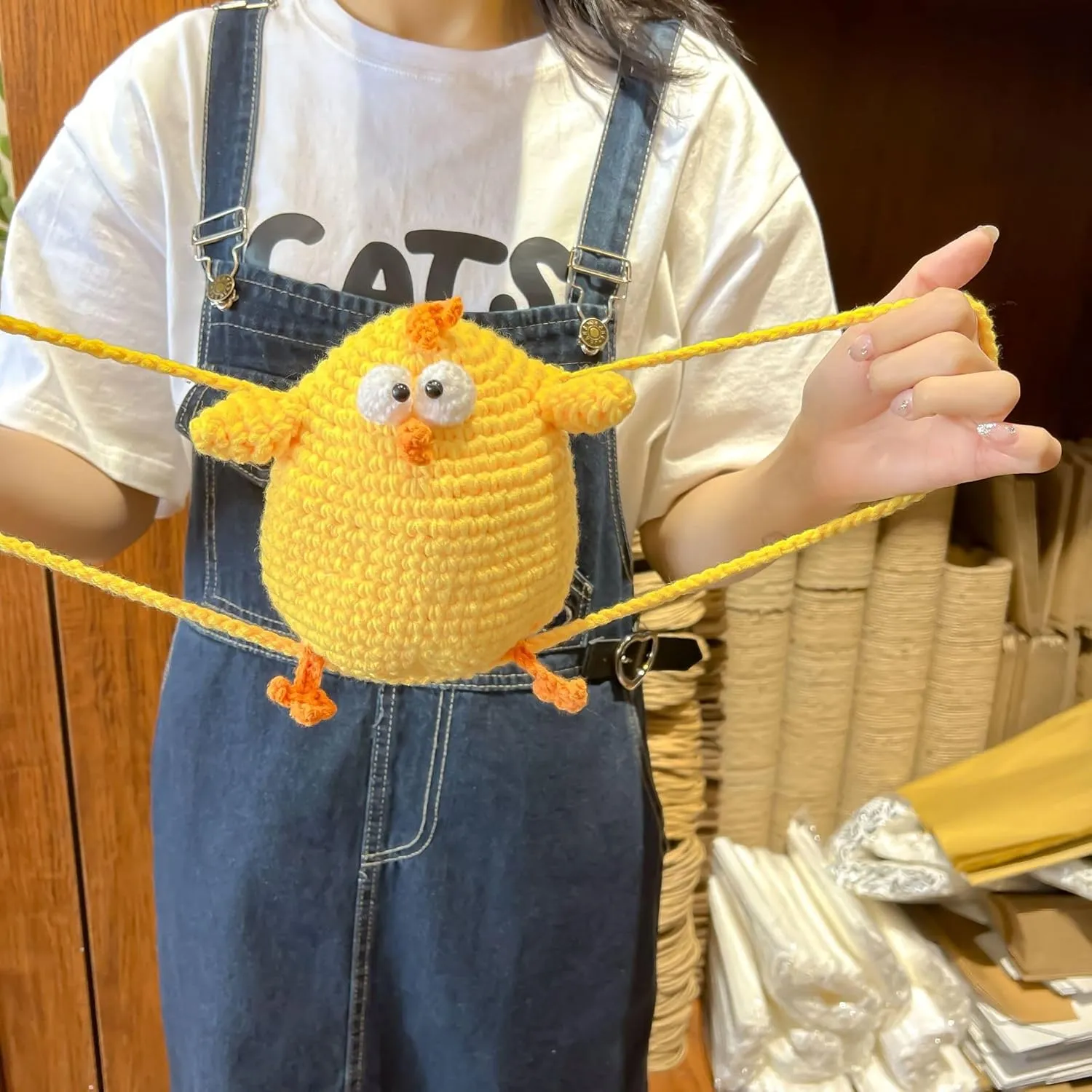 Novelty Hand-Crochet Crossbody Bag, Mini Cute Kawaii Knitted Shoulder Bag, Handwoven Crochet Handbags