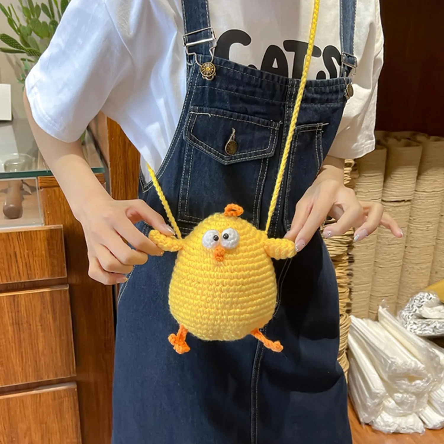 Novelty Hand-Crochet Crossbody Bag, Mini Cute Kawaii Knitted Shoulder Bag, Handwoven Crochet Handbags