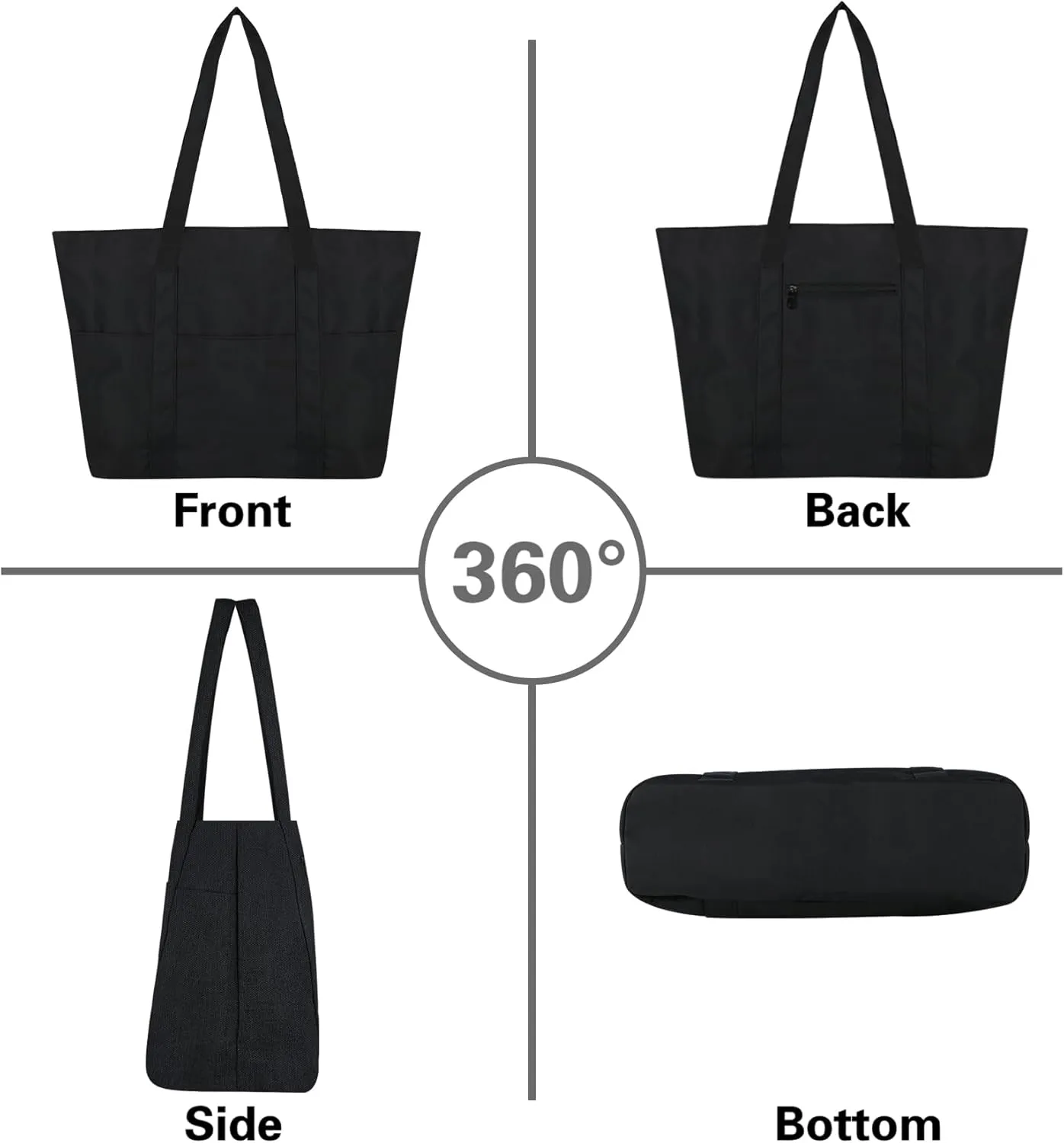 Nylon Tote Bag for Women Large Capacity Shoulder Bag Top Handle Handbag with Zipper for Work College Travel Daily