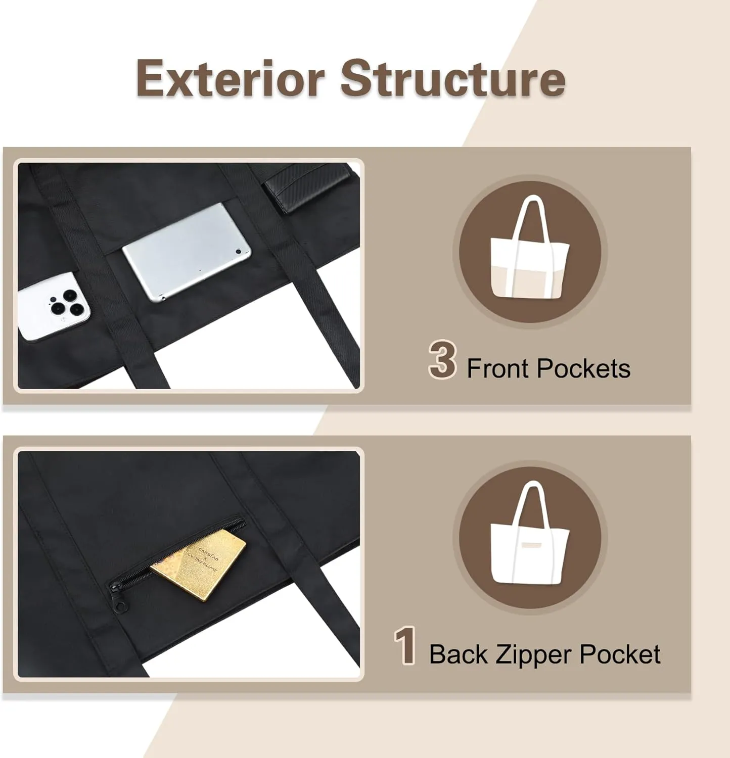 Nylon Tote Bag for Women Large Capacity Shoulder Bag Top Handle Handbag with Zipper for Work College Travel Daily