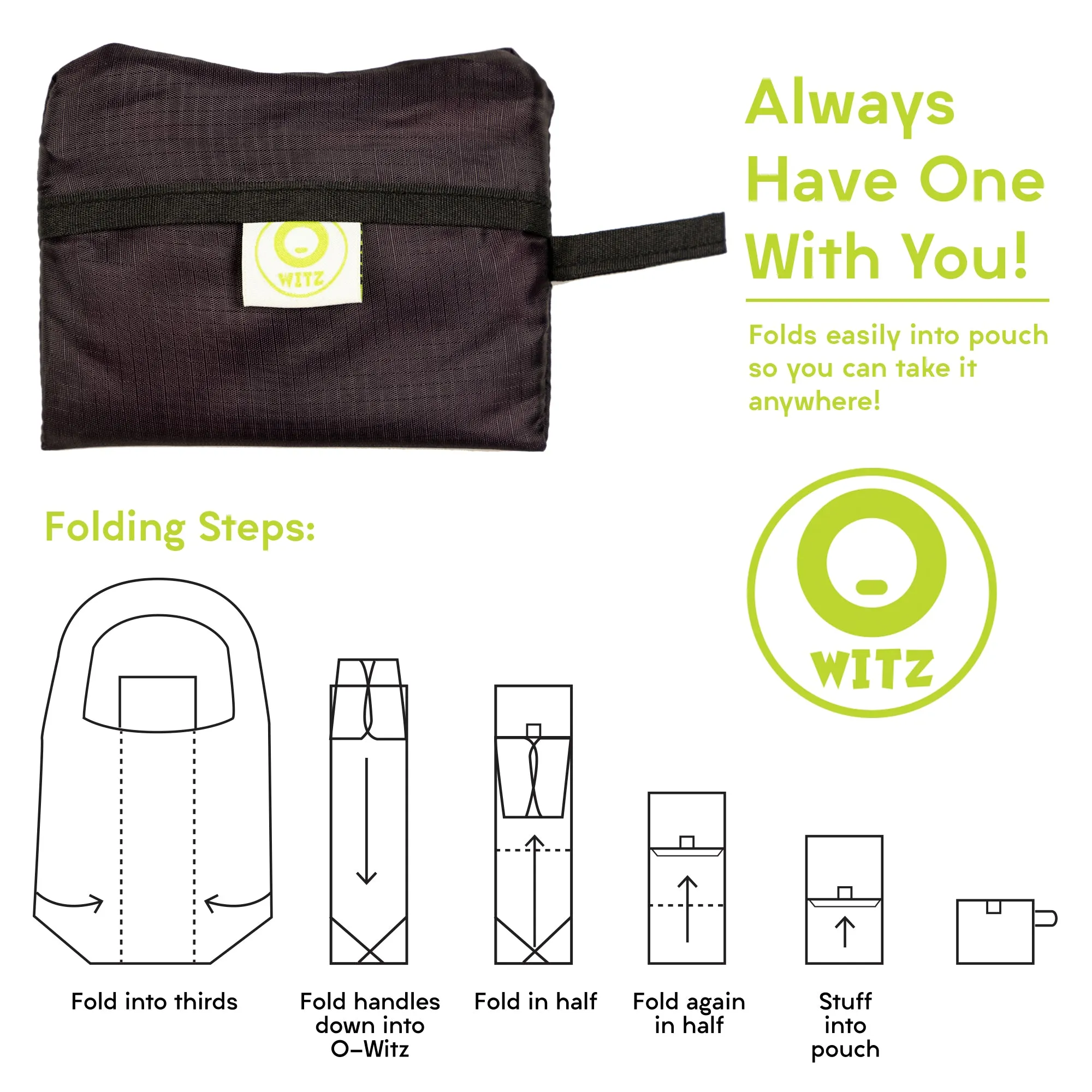 O-WITZ 5-Pack Reusable Shopping Bags Geometric B&W Prints