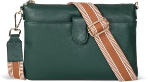 Oak Leathers Small Crossbody Bag For Women With Adjustable, Wide Strap - Real Leather Crossover Shoulder Purse