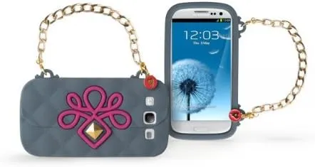 Oblige Matelassé Handbag Fashion Silicone Case Cover for Samsung S3 with Chain - Grey