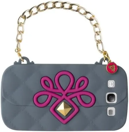Oblige Matelassé Handbag Fashion Silicone Case Cover for Samsung S3 with Chain - Grey