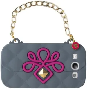 Oblige Matelassé Handbag Fashion Silicone Case Cover for Samsung S3 with Chain - Grey