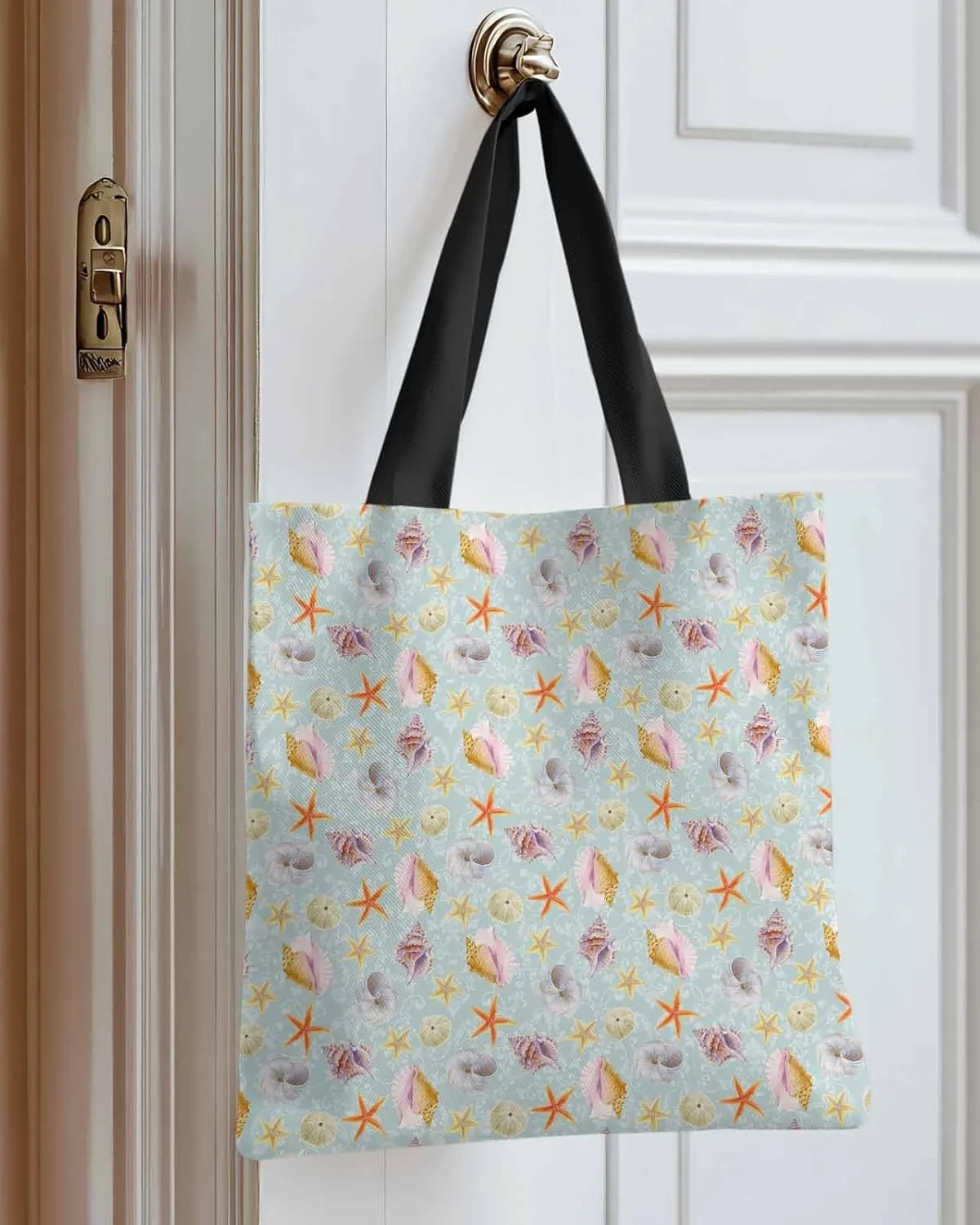 Ocean Party Fall Canvas Tote Bag Eucalyptus Leaf Shoulder Bag Casual Bag with Inner Pocket for Shopping Grocery Work