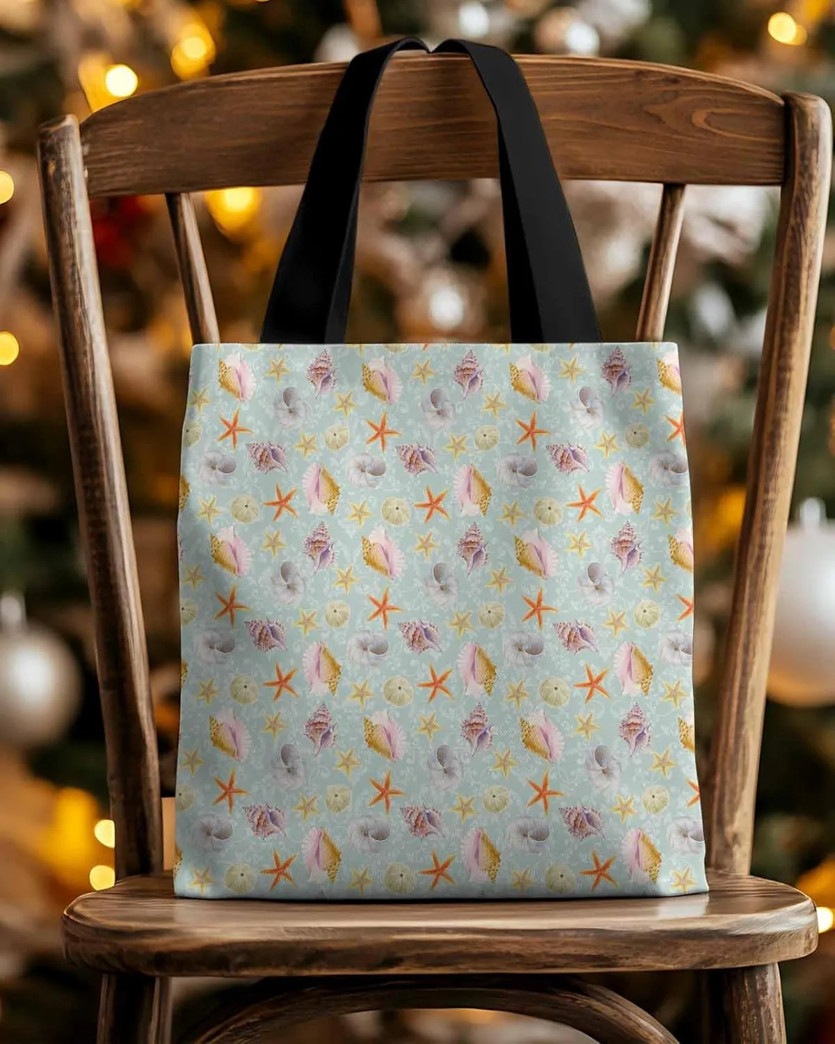 Ocean Party Fall Canvas Tote Bag Eucalyptus Leaf Shoulder Bag Casual Bag with Inner Pocket for Shopping Grocery Work