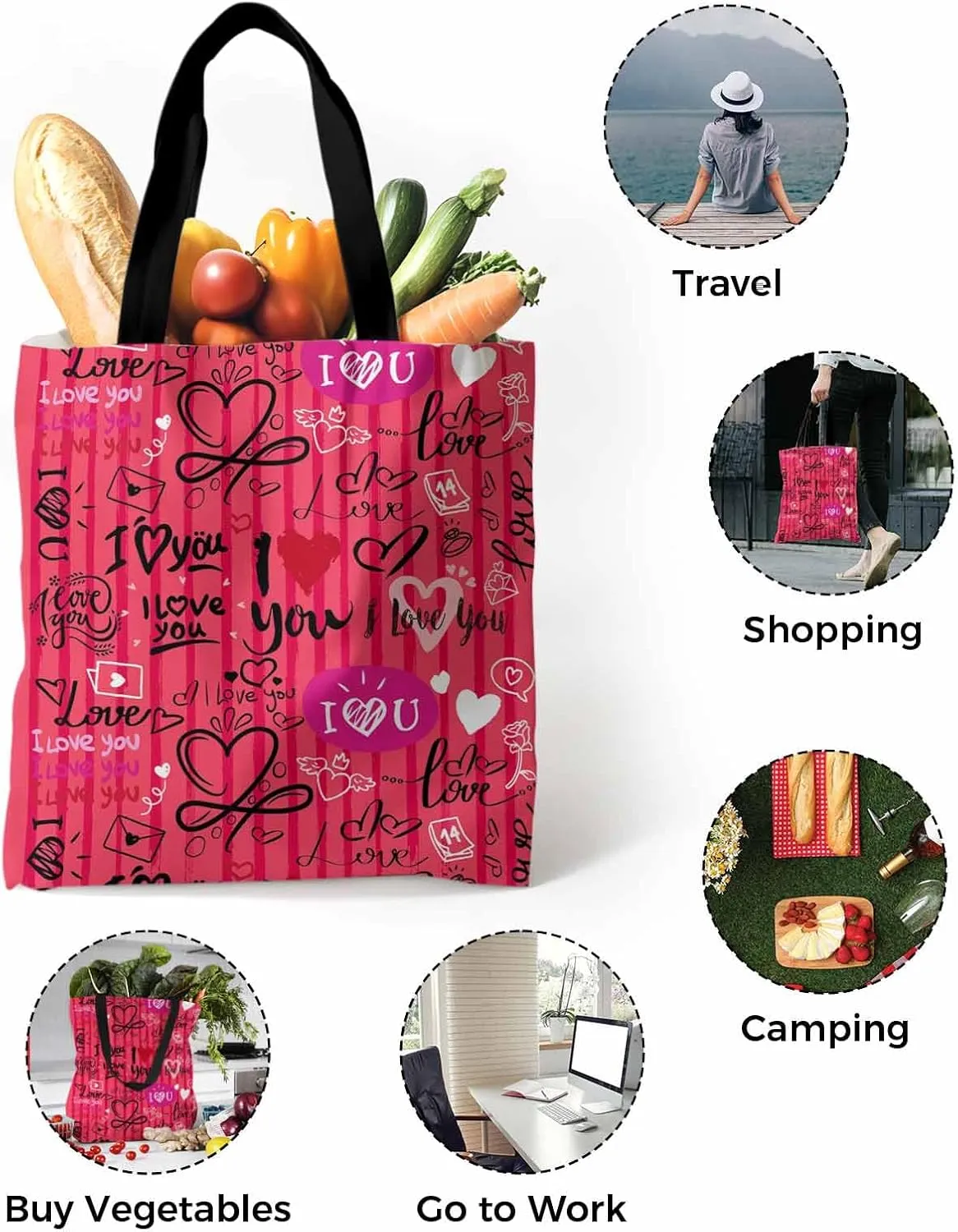 Ocean Party Fire Canvas Tote Bag Red Fire Truck Flame Shoulder Bag Casual Bag with Inner Pocket for Shopping Grocery Work