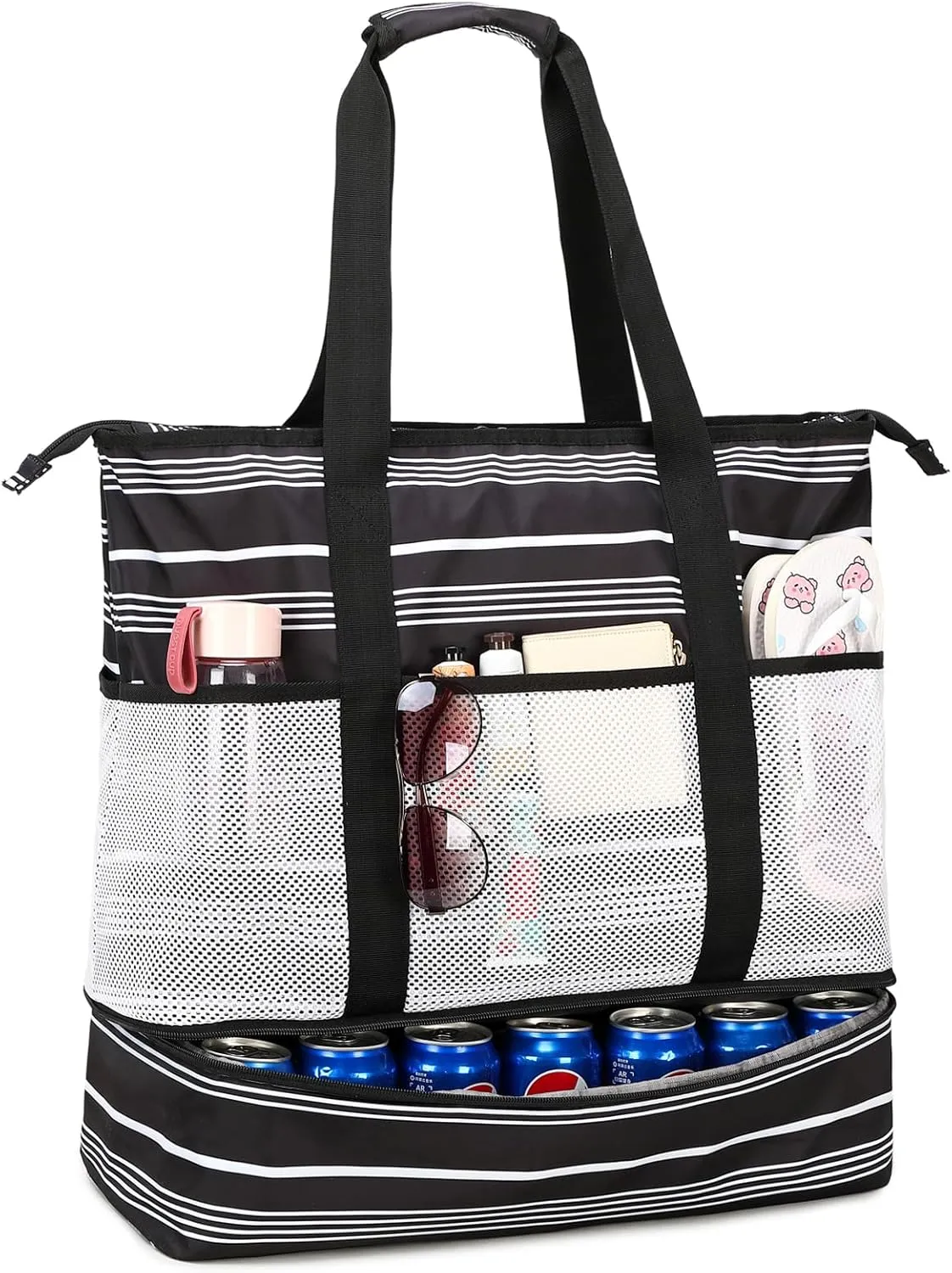 Octsky Beach Bag Tote Pool Bag with Cooler 9 Pockets Zipper Waterproof Sandproof Leakproof Xl Beach Bags for Women