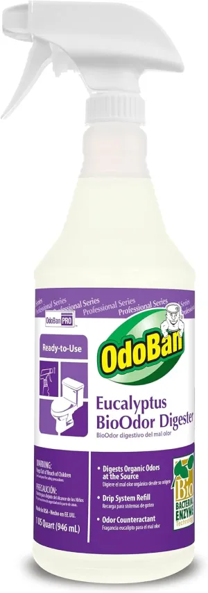 OdoBan Professional Cleaning Ready-to-Use BioOdor Digester Harsh Aroma Counteractant, 32 Ounce Spray, Eucalyptus Scent