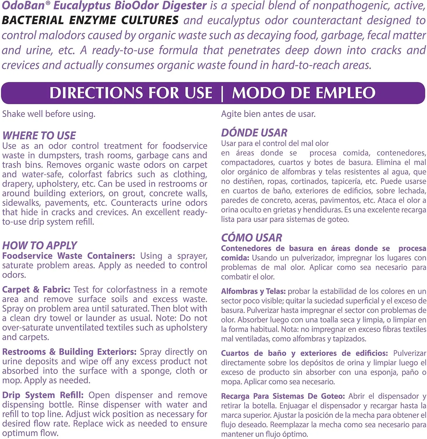OdoBan Professional Cleaning Ready-to-Use BioOdor Digester Harsh Aroma Counteractant, 32 Ounce Spray, Eucalyptus Scent