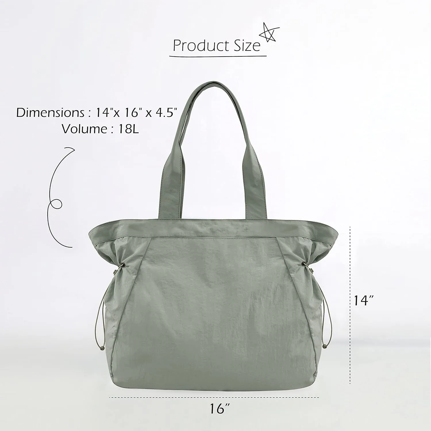 ODODOS 18L Side-Cinch Shopper Bags Lightweight Shoulder Bag Tote Handbag for Shopping Workout Beach Travel