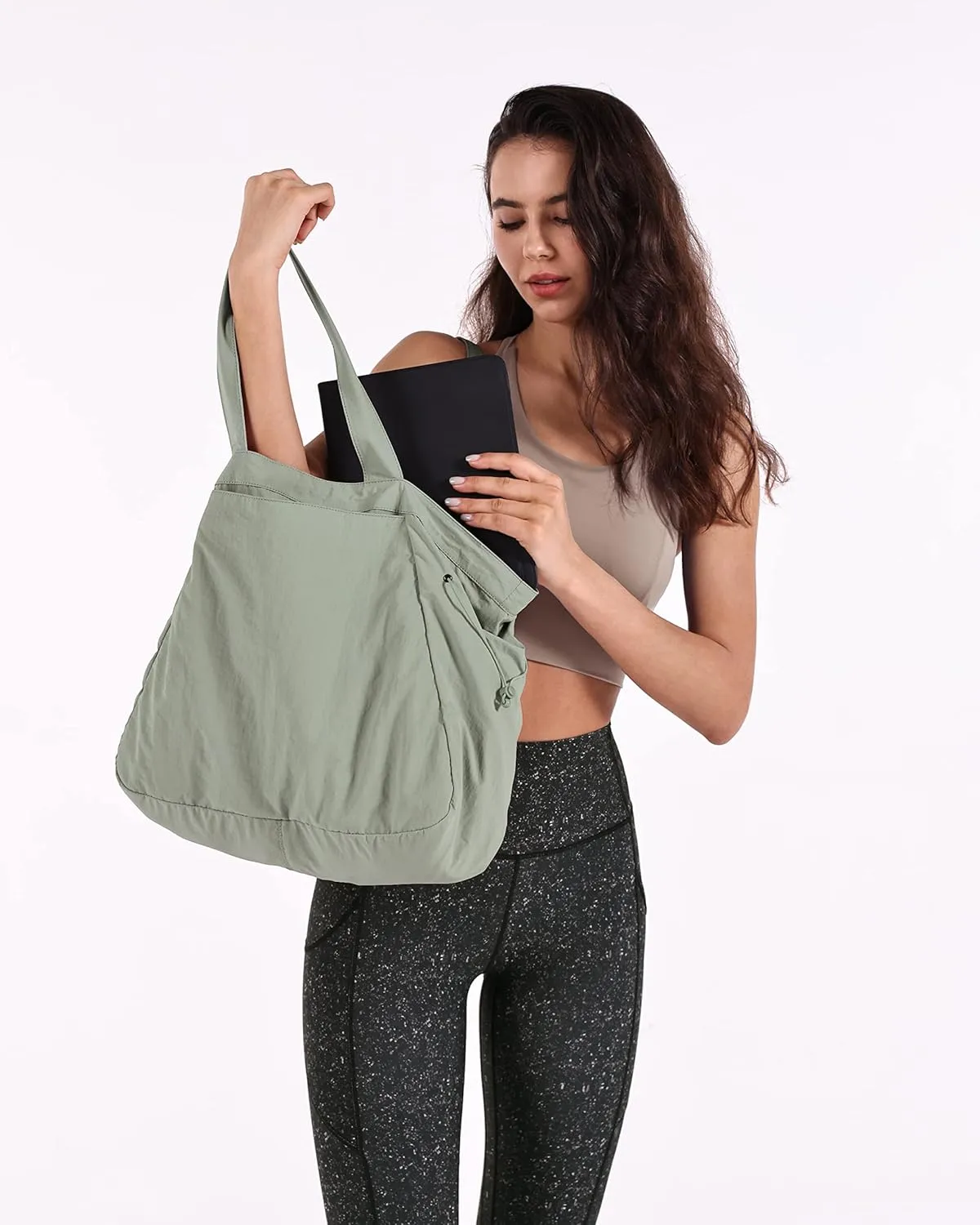 ODODOS 18L Side-Cinch Shopper Bags Lightweight Shoulder Bag Tote Handbag for Shopping Workout Beach Travel
