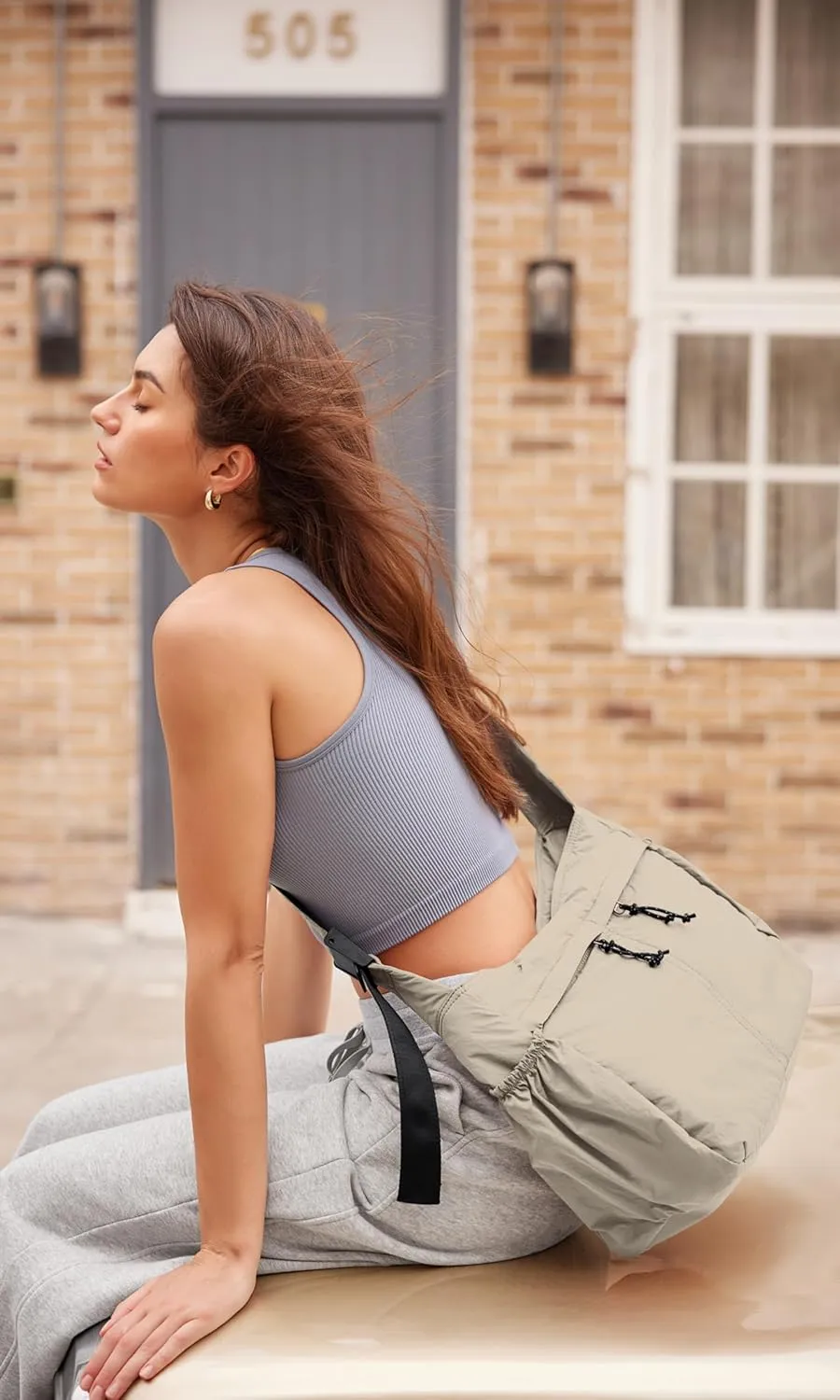 ODODOS 20L Crossbody Tote Bag Large Capacity Lightweight Hobo Shoulder Sling Bags for Gym Shopping Beach Travel