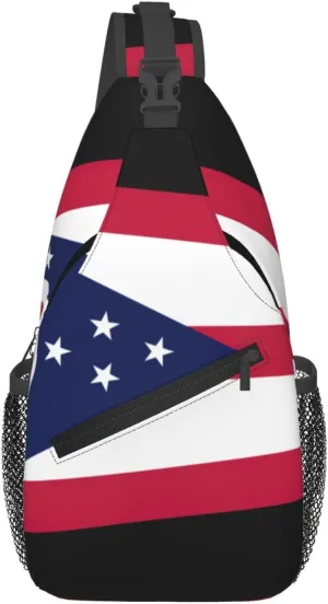 Ohio State Flag Foldie Crossbody Bag - Durable Small Sling Bag and Anti Theft Crossbody Bags for Men and Women