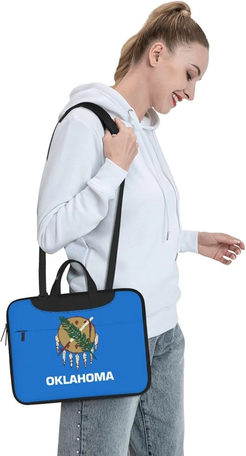 Oklahoma State Flag Print Laptop Adjustable Shoulder Strap With Handle Accessory Pocket For Men Women