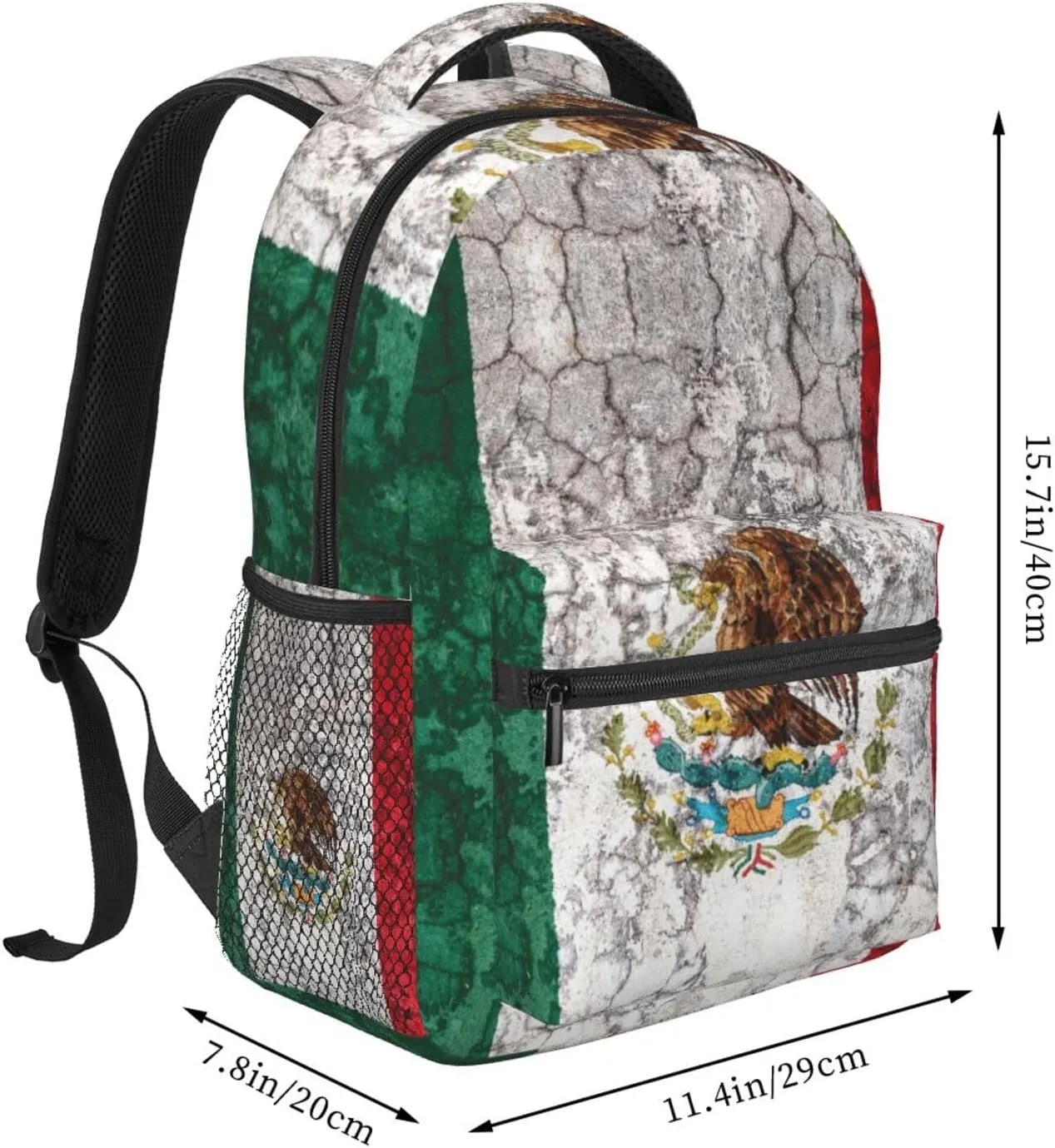 Old Wall Mexico Flag Backpack Laptop Backpack Sports Travel Shoulder bag Light casual backpack