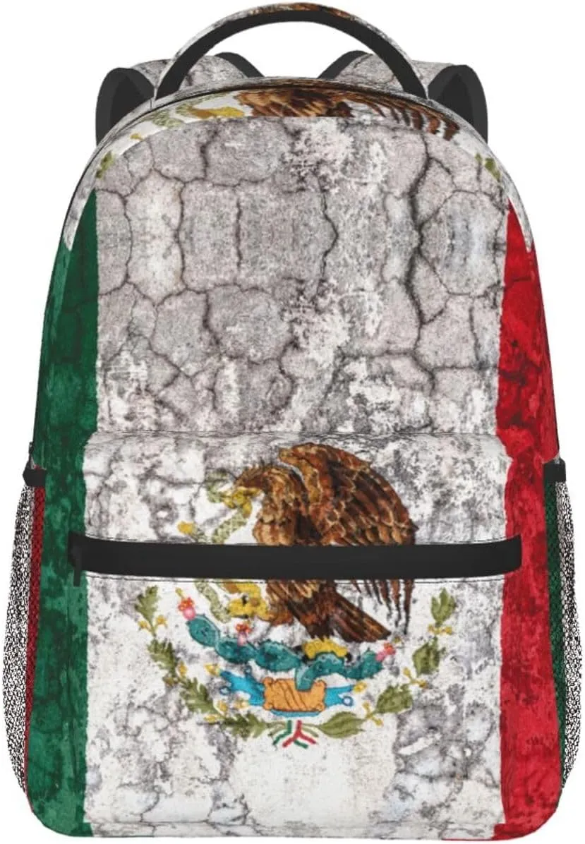 Old Wall Mexico Flag Backpack Laptop Backpack Sports Travel Shoulder bag Light casual backpack