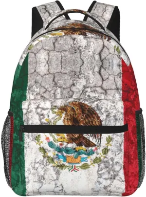 Old Wall Mexico Flag Backpack Laptop Backpack Sports Travel Shoulder bag Light casual backpack