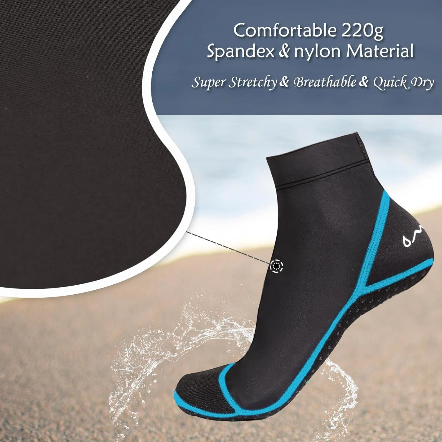 OMGear Water Socks Sand Proof Booties Quick Dry Swim Dive Socks for Sand Soccer Beach Volleyball