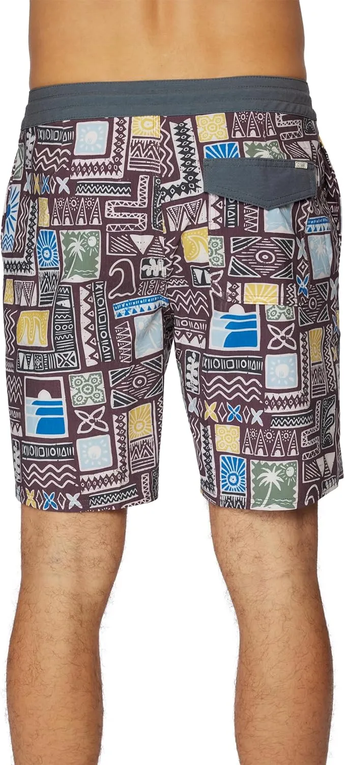 O'NEILL Men's 18 Inch Geo Print Boardshorts - Water Resistant Swim Trunks for Men with Quick Dry Stretch Fabric and Pockets