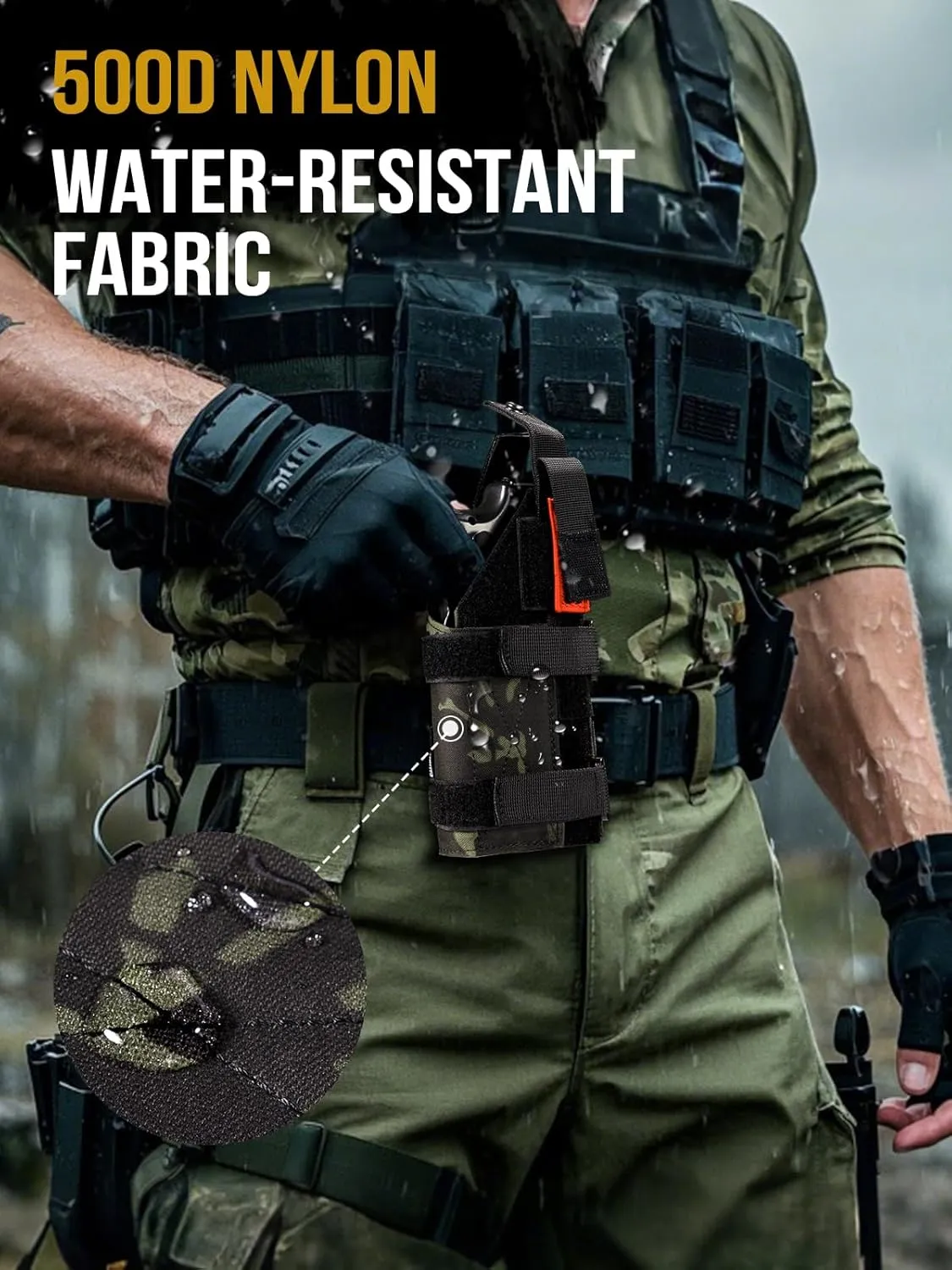 OneTigris Gun Holster Right Handed Nylon Pistol Holster for Most Compact Medium Full Size Pistol 1911 Glock17/19/20/21/45 M&P Shield 9mm with Under Barrel Attachment