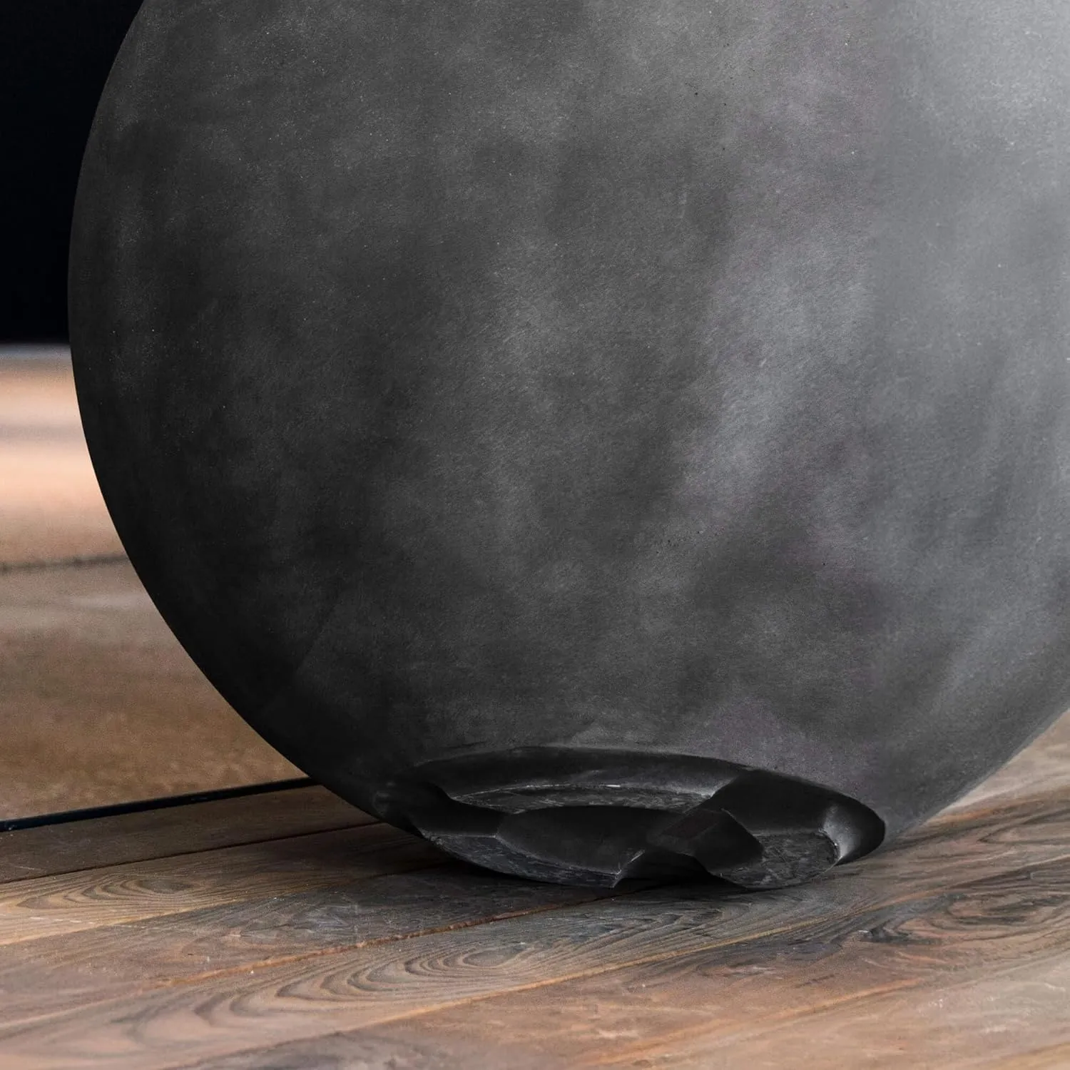 Orbo Globe Sphere Planter – Grey Stone Finish – Fiberglass Indoor/Outdoor and Weather-Resistant Round Planter (23.6" D x 21.1" H Exterior, 23.2" D x 20.5" H Interior)