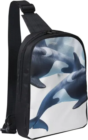 Orca Killer Whale Prints Sling Bag Crossbody Chest Bag for Men Women Kids, Lightweight Shoulder Bag for Runner Hiking Cycling Travel