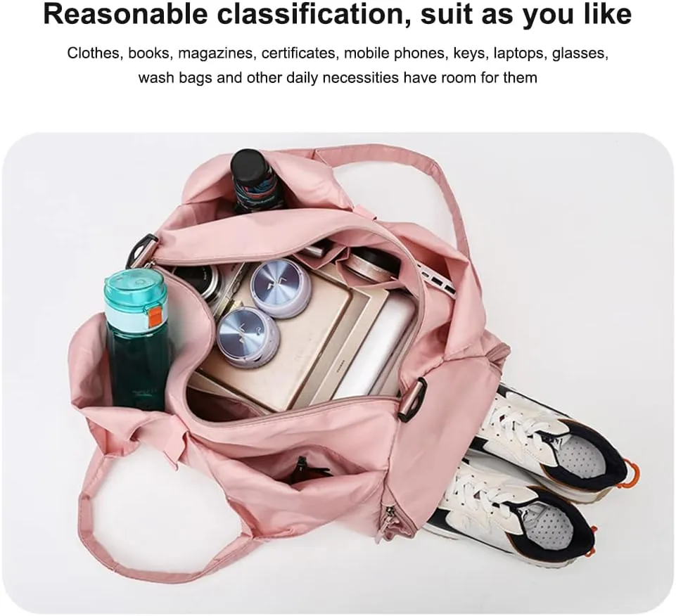Orgonite Yoga Gym Bag for Women, Duffel Bag with Shoe Compartment, Sports Bag with Yoga Mat Holder, Travel Duffel Tote Bag Workout Bag Weekender Bag with Wet Dry Storage Pockets