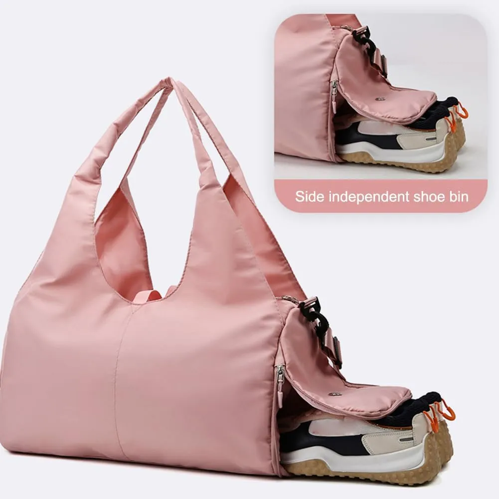 Orgonite Yoga Gym Bag for Women, Duffel Bag with Shoe Compartment, Sports Bag with Yoga Mat Holder, Travel Duffel Tote Bag Workout Bag Weekender Bag with Wet Dry Storage Pockets