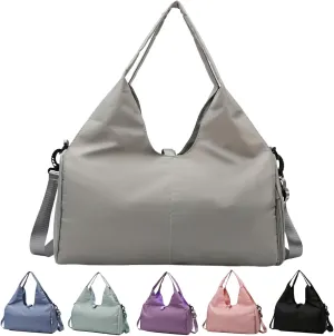 Orgonite Yoga Gym Bag for Women, Duffel Bag with Shoe Compartment, Sports Bag with Yoga Mat Holder, Travel Duffel Tote Bag Workout Bag Weekender Bag with Wet Dry Storage Pockets