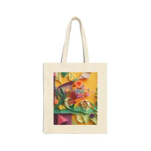 Origami Bicycle Cotton Canvas Tote Bag