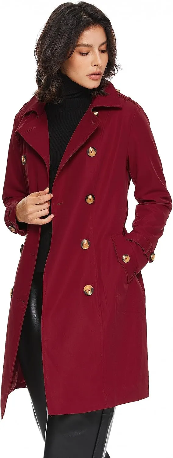 Orolay Women's Mid-length Trench Coat Double Breasted Dress Jacket Classic Lapel Slim Overcoat with Belt