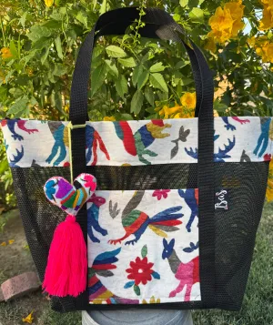 Otomi Mesh Tote bag w/ pompón