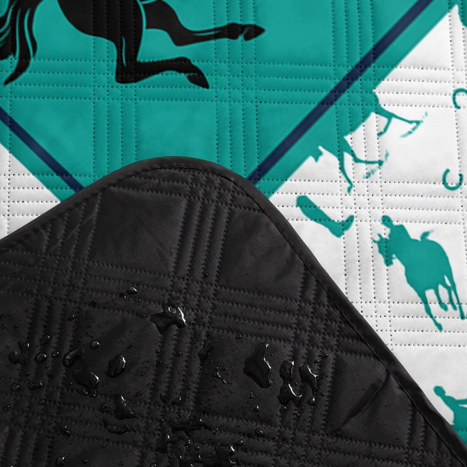 Outdoor Picnic Blanket,Portable Sandproof Waterproof Picnic Mat,Checkerboard Horses Printed Camping Beach Mat for Sand and Wet Grass Hiking (Checkerboard Horses S)