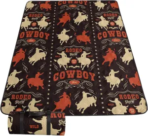 Outdoor Picnic Blanket,Portable Sandproof Waterproof Picnic Mat,West Cowboys Printed Camping Beach Mat for Sand and Wet Grass Hiking (West Cowboys L)