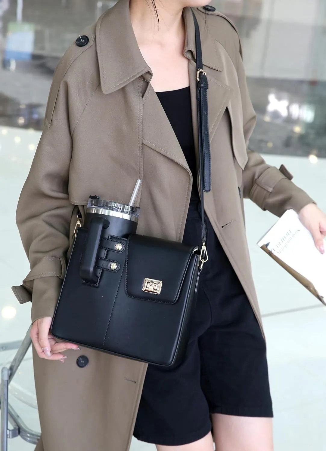 Outdoor Portable Crossbody Water Bottle Bag, Women's Cup Holder Bag Storage, Wallet With Water Bottle Pocket