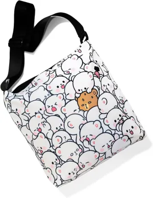 Overwhelmed Cross Body Sling Bag Authentic Merchandise Unisex Women Men Adjustable Multipurpose with Zipper Pocket for Travel Casual Shopping Fun Cute Adorable Durable Polyester