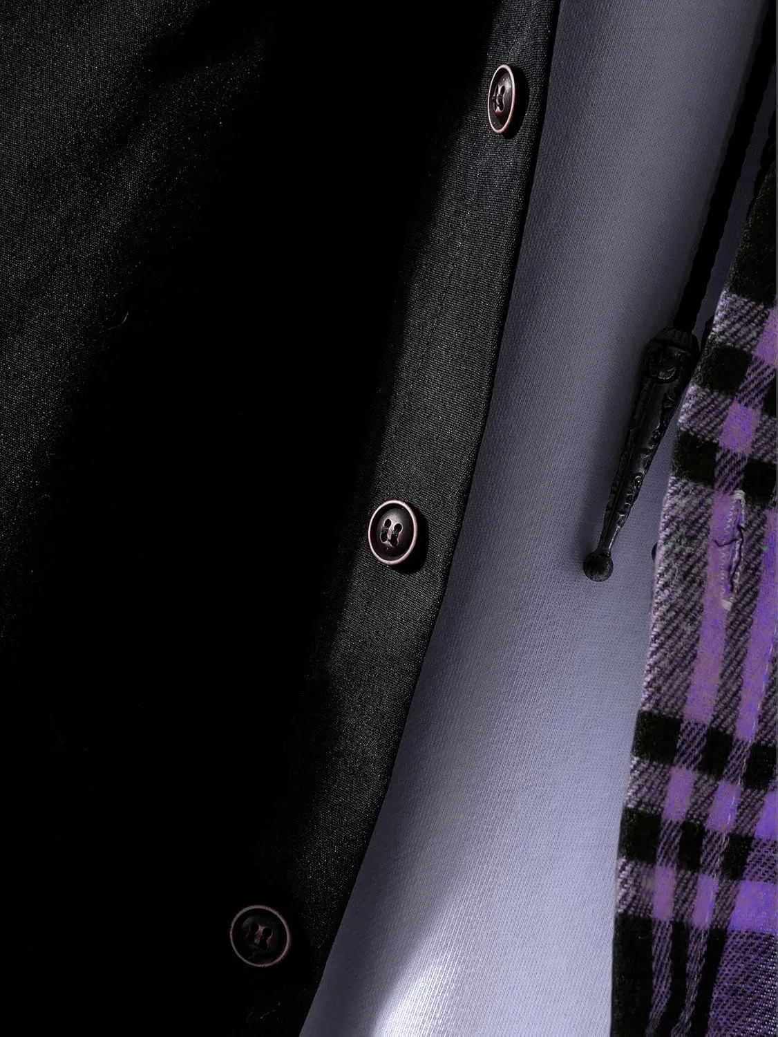 OYOANGLE Men's Colorblock Plaid Print Button Down Long Sleeve Pocket Collared Shirts Top