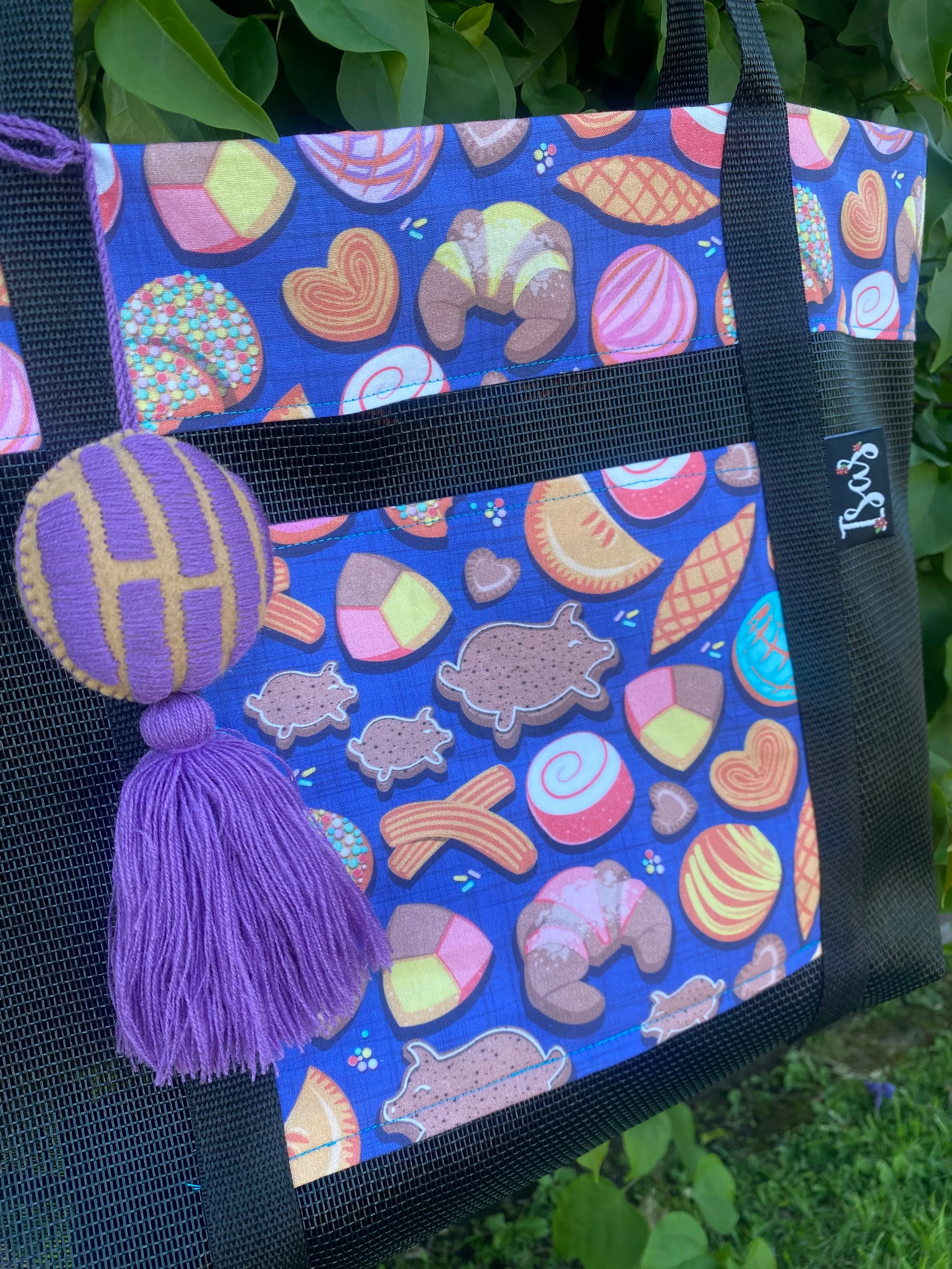 Pan Dulce Mesh Tote bag Lavender w/ pompón