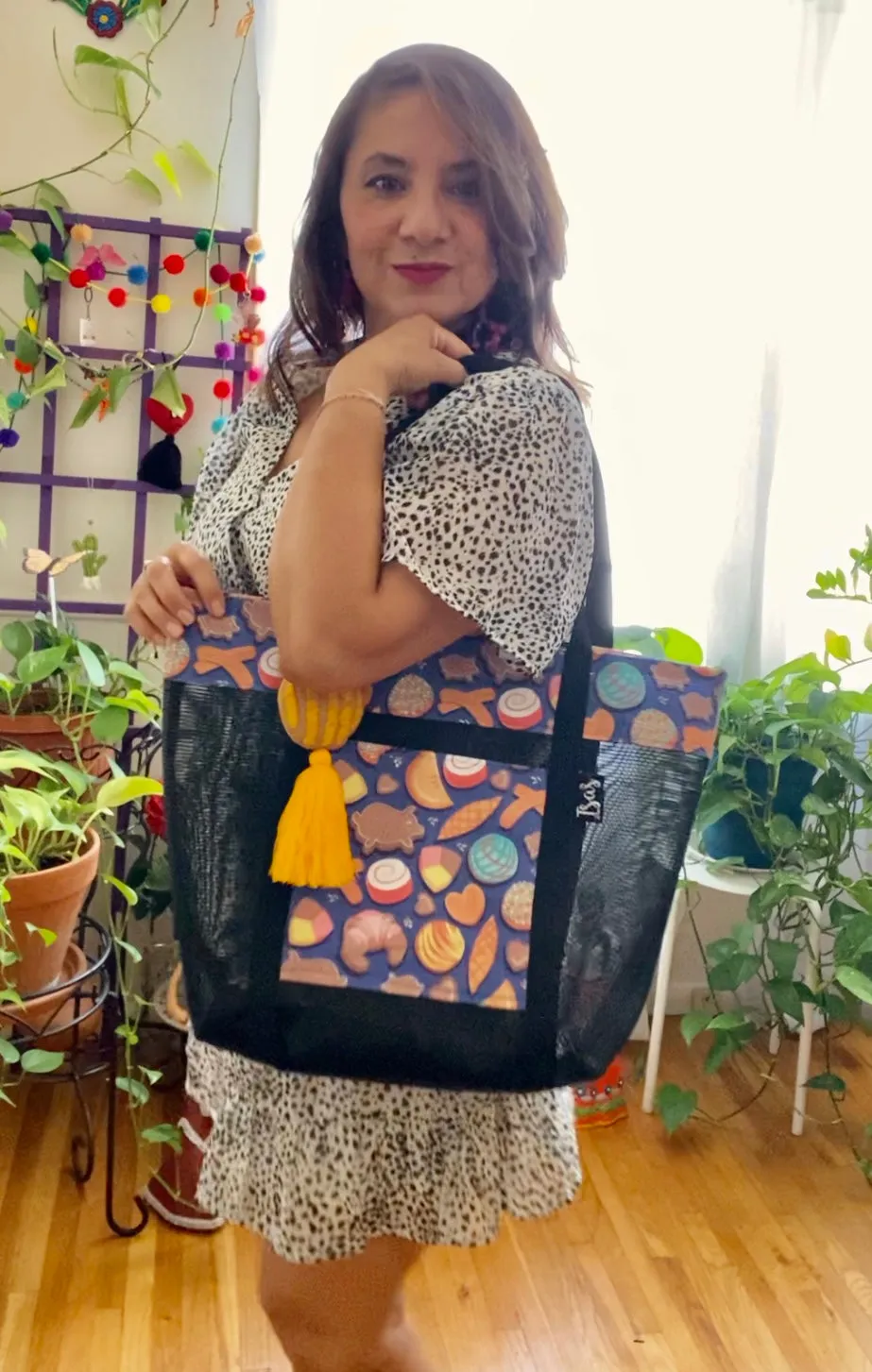 Pan Dulce Mesh Tote bag Lavender w/ pompón