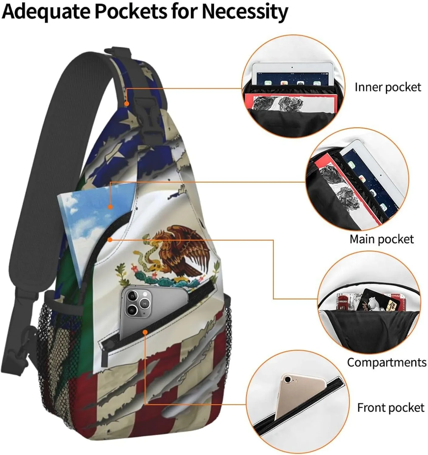 Panamanian Girl Messy Hair Sunglasses Panama Pride Sling Bag Adjustable Chest Bags Crossbody Bag Shoulder Backpack