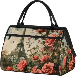 Paris Tower Womens Weekender Overnight Bag Art France Travel Duffel Bag Wide Open 25L Carry On Tote Bag Gym Duffle Bag for Women Teen Girls