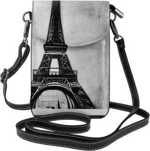 Parisian Coffee Eiffel Tower Print crossbody cell phone purse for women,trendy mini handbag with credit card slots