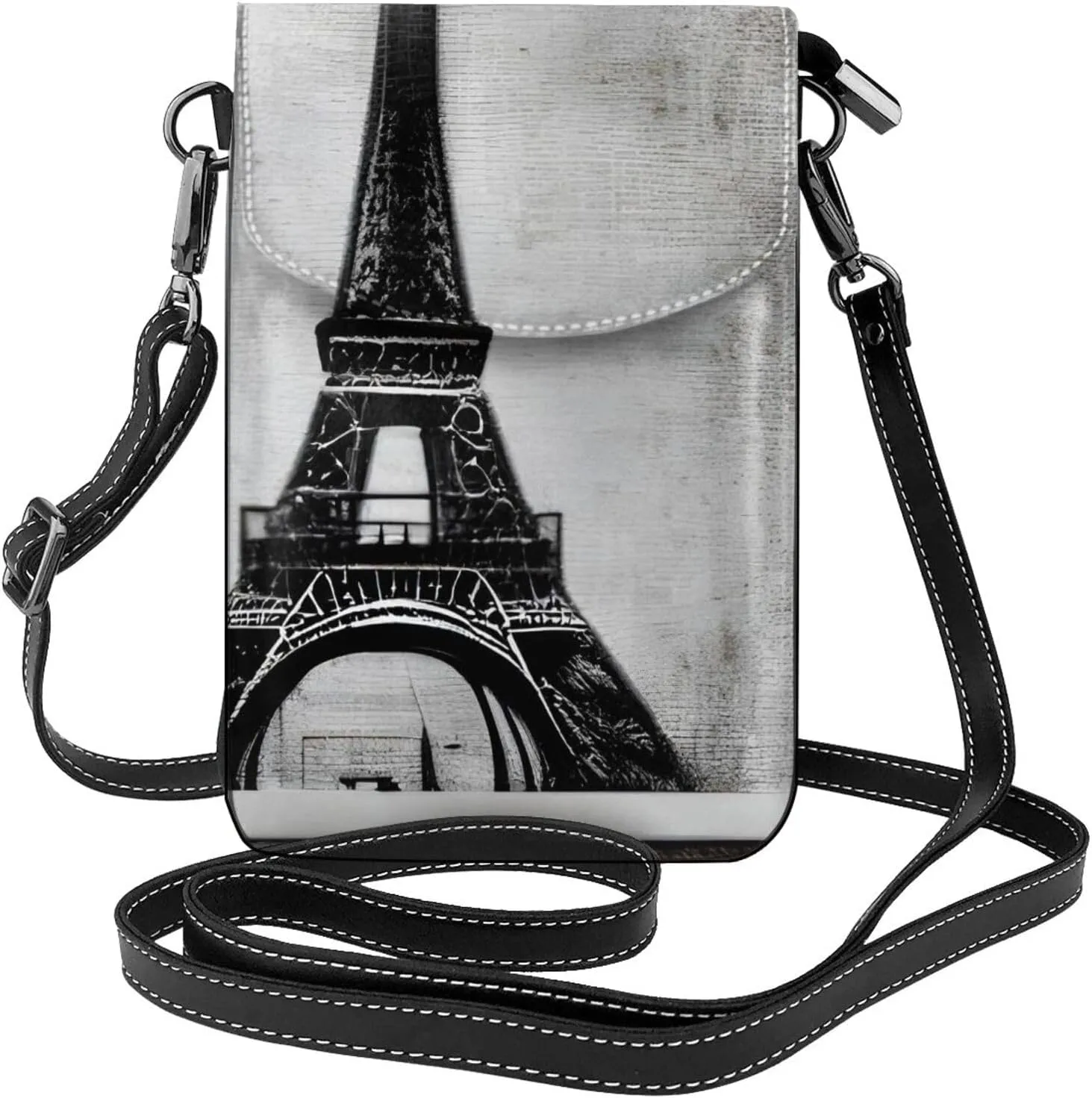 Parisian Coffee Eiffel Tower Print crossbody cell phone purse for women,trendy mini handbag with credit card slots